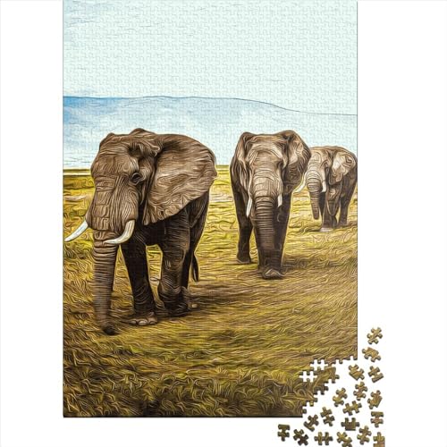 Elefanten-Puzzle, 1000 Teile für Erwachsene, aus Holz, pädagogisch, gegen Stress, 1000 Teile (75 x 50 cm) von QASEYIPV