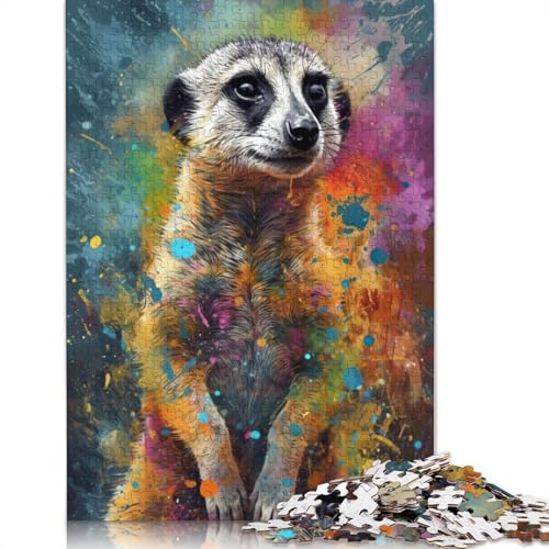 Erdmännchen-Gemälde, 1000-teiliges Puzzle für Erwachsene und ab 18 Jahren – Familienaktivität, Puzzle, Lernspiele, schwierig und herausfordernd (75 x 50 cm) von QASEYIPV