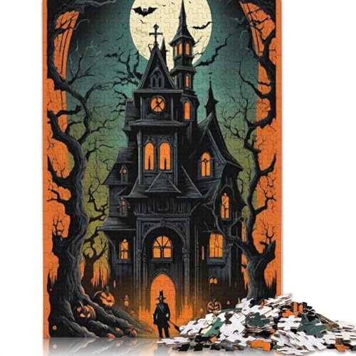 Erwachsene Puzzle 1000 Teile Halloween Schloss Papier Puzzle für Erwachsene und Jugendliche Wohnkultur Puzzle Spielzeug 1000 Teile (38x26cm) von QASEYIPV