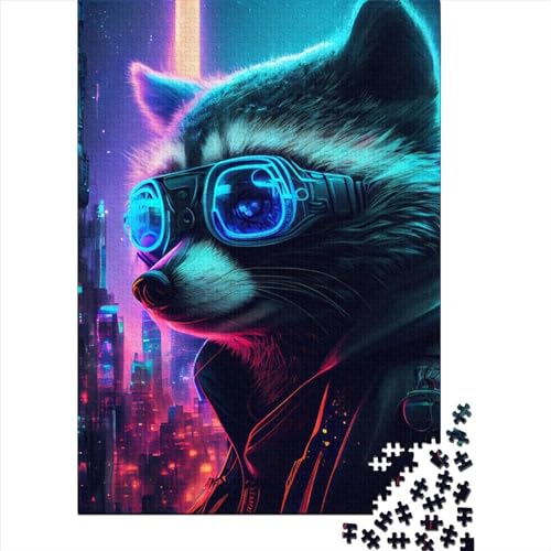 Erwachsene Puzzle 1000 Teile Waschbär Holzpuzzle Erwachsene und Jugendliche Home Decoration Puzzle Spielzeug 1000 Teile (75x50cm) von QASEYIPV