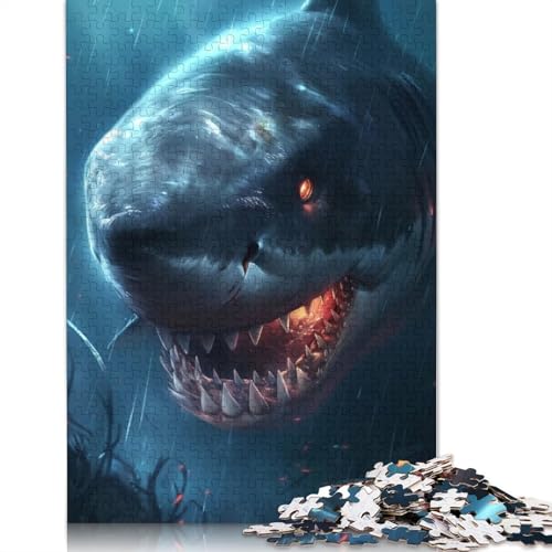 Fantasy Shark Scary Glow 1000-teiliges Puzzle für Erwachsene, Familienspiel, Teenager, Puzzle 1000 Teile (75 x 50 cm) von QASEYIPV