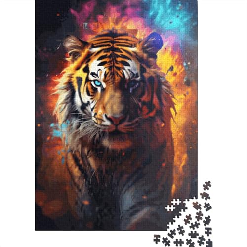 Fantasy Tiger Puzzle 1000 Teile Kreative Quadrate für Erwachsene und Holzpuzzle Herausforderndes Spiel 1000 Teile (38x26cm) von QASEYIPV