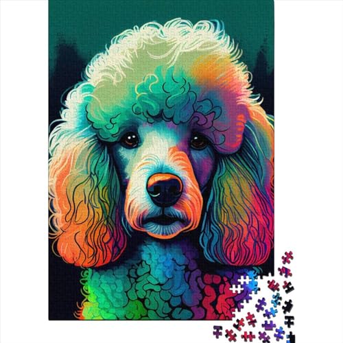 Farbiges Pudelpuzzle, 1000 Teile, Papierpuzzle für Erwachsene und Jugendliche, Familienspiel, Weihnachtsgeschenk, 1000 Teile (38 x 26 cm) von QASEYIPV