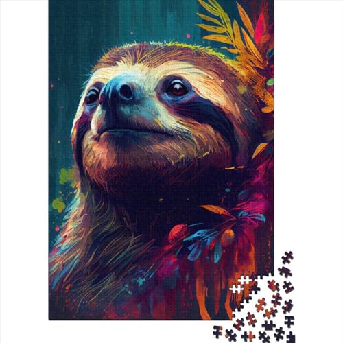 Faultier Bunte Puzzles 1000 Teile für Erwachsene, Puzzle für Erwachsene, Halloween-Geschenk ab 14 Jahren, 1000 Teile (38x26cm) von QASEYIPV