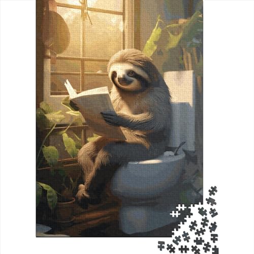 Faultier Kreative Quadratische Puzzle 1000 Teile Erwachsene Puzzle Holzpuzzle Herausforderndes Spiel 1000 Teile (38x26cm) von QASEYIPV