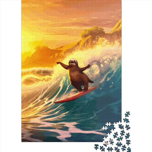 Faultier Puzzle 1000 Teile für Erwachsene, Holzpuzzle, Lernspiele für Kinder, 1000 Teile (38 x 26 cm) von QASEYIPV