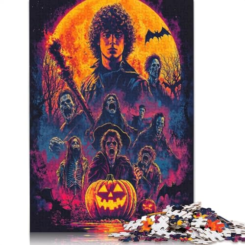 Feiertags-Halloween-Poster, Puzzle, Lernspiele, Familienaktivitäten, Premium-Karton-Puzzle für Frauen und Männer, 1000 Teile (75 x 50 cm) von QASEYIPV