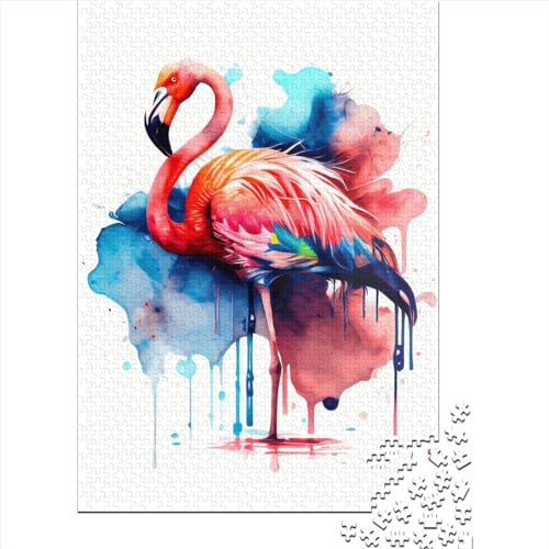 Flamingo-Puzzle, 1000 Teile für Erwachsene, Holzpuzzle, Freunde und Familie, 1000 Teile (75 x 50 cm) von QASEYIPV