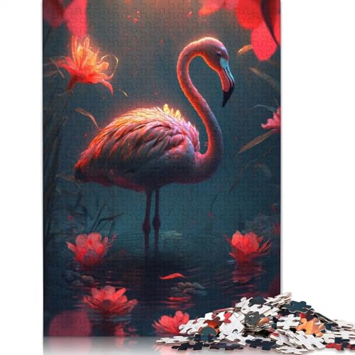 Floral Fantasy Flamingo 1000-teiliges Puzzle für Kinder ab 18 Jahren – Familienaktivitäts-Puzzle, Lernspiele, schwierig und herausfordernd (75 x 50 cm) von QASEYIPV