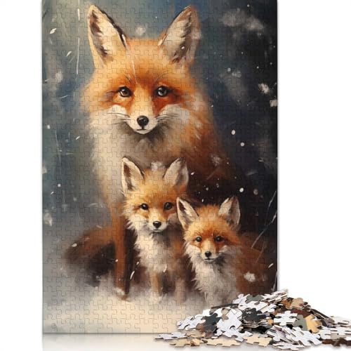 Fox Family Weihnachtspuzzle, Dekompressionsspielzeug, rechteckiges Papierpuzzle für Kinder und Erwachsene ab 12 Jahren, 1000 Teile (75 x 50 cm) von QASEYIPV