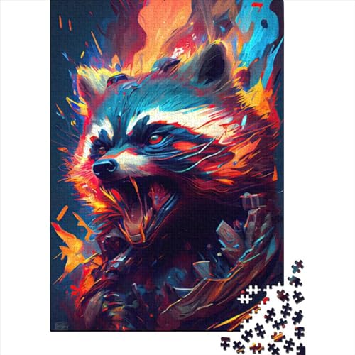 Frecher Waschbär-Puzzle, 1000 Teile, für Erwachsene und Jugendliche, ab 12 Jahren, Weihnachtsgeschenke, 1000 Teile (38 x 26 cm) von QASEYIPV