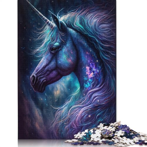 Galaxy Unicorn Puzzle Spielzeug Lernspiel Premium Karton Puzzle für Erwachsene Kinder 1000 Teile (75x50cm) von QASEYIPV