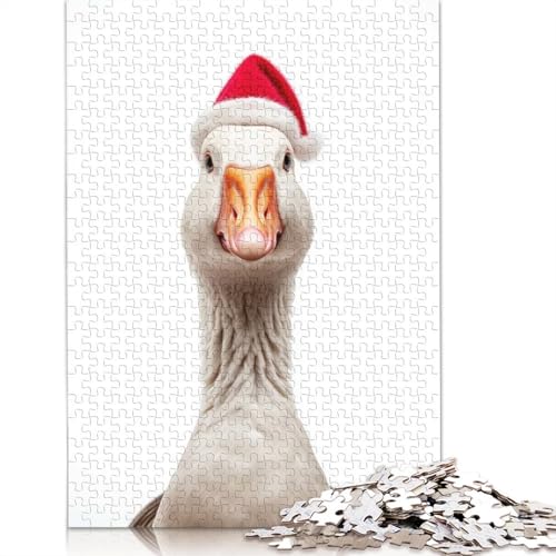 Gans mit Weihnachtsmütze, Puzzle, kreative Spiele, 100% recycelter Karton, Puzzle für Erwachsene, 1000 Teile (75 x 50 cm) von QASEYIPV
