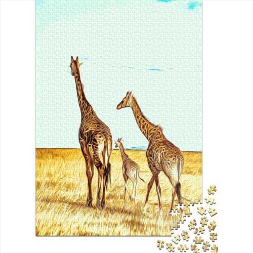 Giraffe Puzzle 1000 Teile für Erwachsene und Holzpuzzle für Puzzle-Liebhaber 1000 Teile (38x26cm) von QASEYIPV