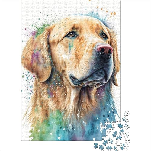 Golden Retriever 1000-teiliges Puzzle für Erwachsene und Jugendliche | Papierpuzzle | Nachhaltiges Puzzle für Erwachsene | 1000-teilige Spiele (38 x 26 cm) von QASEYIPV