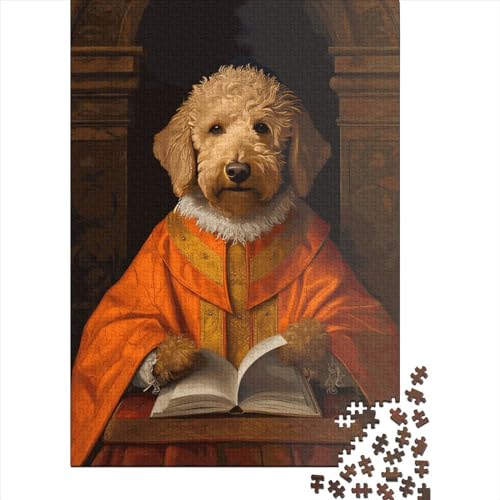 Goldendoodle quadratisches Puzzle, 1000 Teile, für Erwachsene und Kinder, Holzpuzzle-Set, 1000 Teile (75 x 50 cm) von QASEYIPV