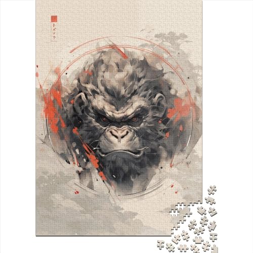 Gorilla Puzzle 1000 Teile für Erwachsene und Holzpuzzle für Puzzle-Liebhaber 1000 Teile (38 x 26 cm) von QASEYIPV