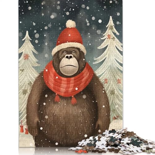 Gorilla-Weihnachts-Puzzle, Dekompressionsspielzeug, 100% recycelter Karton, Puzzle für Erwachsene und Teenager, Geschenke, 1000 Teile (75 x 50 cm) von QASEYIPV