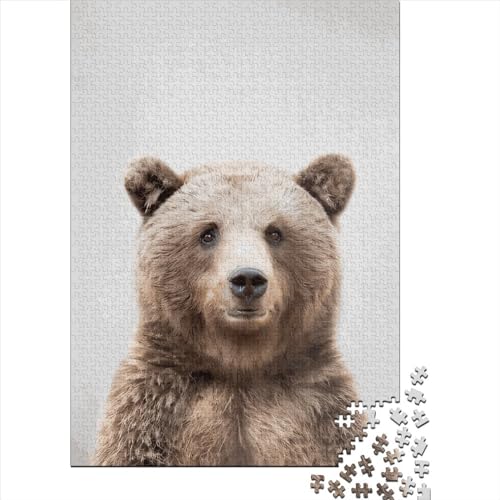 Grizzly-Bär-Puzzle, 1000 Teile, bunt, quadratisch, für Erwachsene, Holzpuzzle, Spielzeug für die Wanddekoration, 1000 Teile (38 x 26 cm) von QASEYIPV
