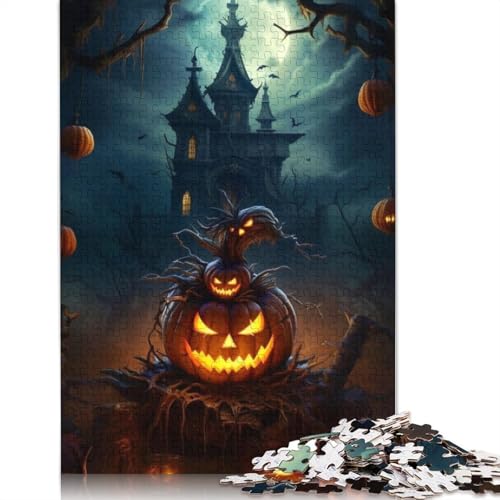 Halloween-Castle-Puzzle, 1000 Teile, Holzpuzzle für Erwachsene, Familienspaß und Spielabend, 1000 Teile (75 x 50 cm) von QASEYIPV