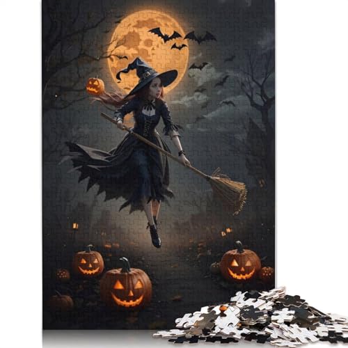 Halloween-Hexen-Puzzle, 1000 Teile, für Erwachsene und Jugendliche, für Familienspaß und Spielabende, 1000 Teile (75 x 50 cm) von QASEYIPV