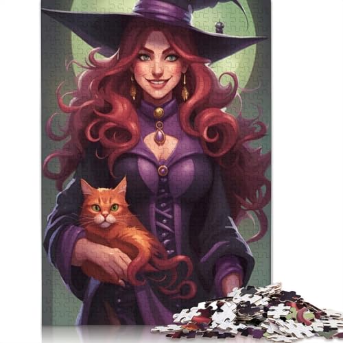 Halloween-Hexen-Puzzle, 1000 Teile, für Erwachsene und Jugendliche ab 12 Jahren, Weihnachtsgeschenke, 1000 Teile (75 x 50 cm) von QASEYIPV