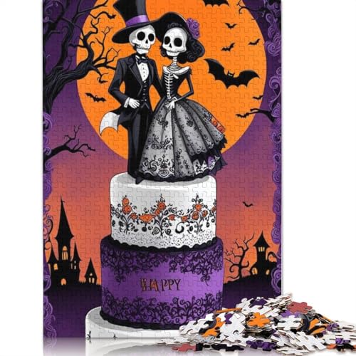 Halloween-Holzpuzzle, Skelett, 1000 Teile, für Erwachsene und Jugendliche ab 12 Jahren, 1000 Teile (75 x 50 cm). von QASEYIPV