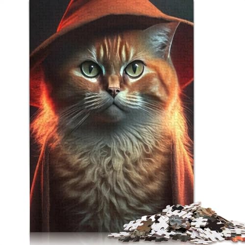 Halloween Katze Puzzle für Erwachsene und Teenager, 1000 Teile, Papierpuzzle für Teenager, Geschenke, Puzzlespiel, 1000 Teile (38x26cm) von QASEYIPV