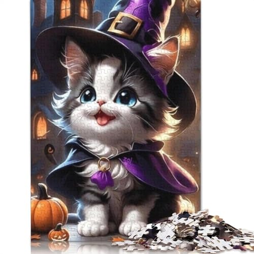Halloween-Katzen-Puzzle, 1000 Teile, für Erwachsene und Jugendliche, Weihnachtsgeschenke, 1000 Teile (75 x 50 cm) von QASEYIPV