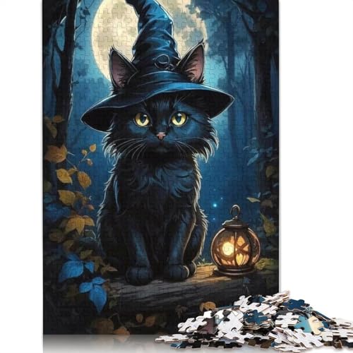 Halloween-Katzenpuzzle, 1000 Teile, Papierpuzzle für Erwachsene und Jugendliche, Familienspiel, Weihnachtsgeschenke, 1000 Teile (38 x 26 cm) von QASEYIPV