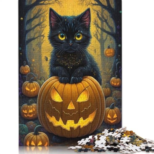 Halloween Katzenpuzzle, 1000 Teile Puzzle für Erwachsene und Jugendliche ab 12 Jahren, Geschenke für Heiligabend, 1000 Teile (38x26cm) von QASEYIPV