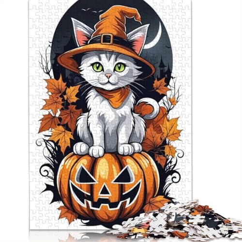 Halloween-Katzenpuzzle für Erwachsene und Jugendliche, 1000 Teile, Holzpuzzle für Jugendliche, witziges Spiel, 1000 Teile (75 x 50 cm) von QASEYIPV