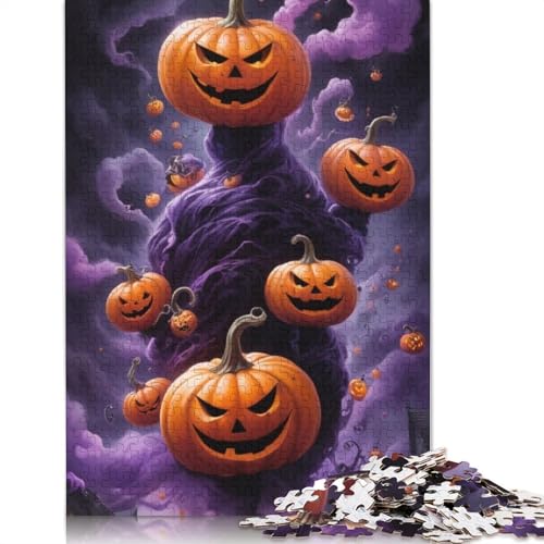 Halloween-Kürbis-Papierpuzzle für Erwachsene, 1000 Teile, Lernspiel, Herausforderung, 1000 Teile (38 x 26 cm) von QASEYIPV