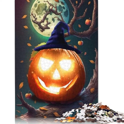 Halloween Kürbis Puzzle 1000 Teile Halloween Kürbis Puzzle für Erwachsene Teenager Halloween Geschenk für Teenager Mann Frau 1000 Teile (75x50cm) von QASEYIPV