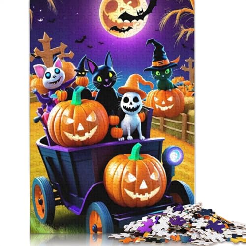 Halloween Kürbis Puzzle 1000 Teile für Erwachsene, Halloween-Geschenk, Holzpuzzle für Erwachsene und Jugendliche, 1000 Teile Lernpuzzle (75x50cm) von QASEYIPV