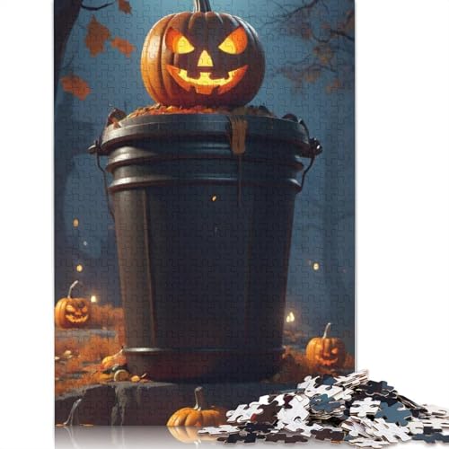 Halloween Kürbis Puzzle 1000 Teile für Erwachsene, Halloween-Geschenk, Holzpuzzle für Teenager, einzigartige Dekorationen und Geschenke für Zuhause, 1000 Teile (75x50cm) von QASEYIPV