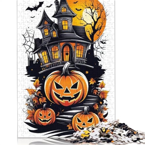 Halloween Kürbis Puzzle 1000 Teile für Erwachsene, Holzpuzzle, Lernspiel für Erwachsene Teenager, 1000 Teile (75x50cm) von QASEYIPV