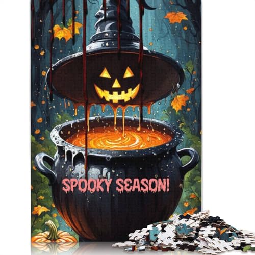 Halloween Kürbis Puzzle 1000 Teile für Erwachsene, Holzpuzzle, Lernspiel für Erwachsene Teenager, 1000 Teile (75x50cm) von QASEYIPV