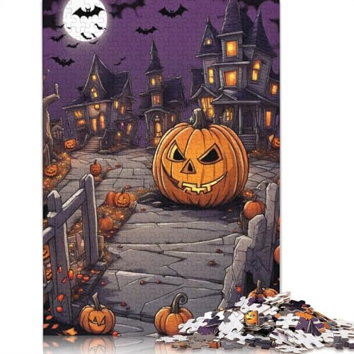 Halloween Kürbis Puzzle 1000 Teile für Erwachsene und Jugendliche, Holzpuzzle für Heiligabend Geschenke, 1000 Teile (75x50cm) von QASEYIPV