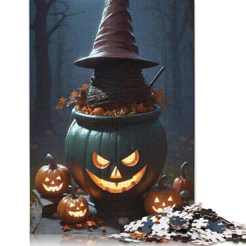 Halloween Kürbis Puzzle für Erwachsene, 1000 Teile, Puzzle für Erwachsene und Jugendliche ab 12 Jahren, Geschenke für Heiligabend, 1000 Teile (38x26cm) von QASEYIPV