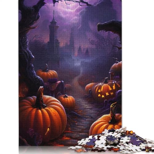 Halloween-Kürbis-Puzzle für Erwachsene, 1000 Teile, für Erwachsene und Jugendliche ab 12 Jahren, Weihnachtsgeschenk, 1000 Teile (38 x 26 cm) von QASEYIPV