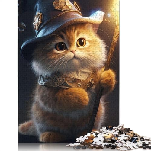 Halloween Puzzle 1000 Teile Katzen für Erwachsene und Teenager, Papierpuzzle, Lernspiel, Herausforderung, Spielzeug, Geburtstagsgeschenke, 1000 Teile (38x26cm) von QASEYIPV