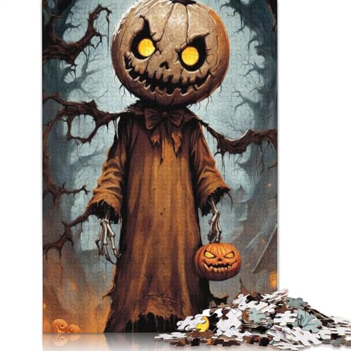 Halloween Puzzle 1000 Teile Kürbis Erwachsene Teenager Holzpuzzle für Familienspaß und Spielabende, 1000 Teile (75x50cm) von QASEYIPV