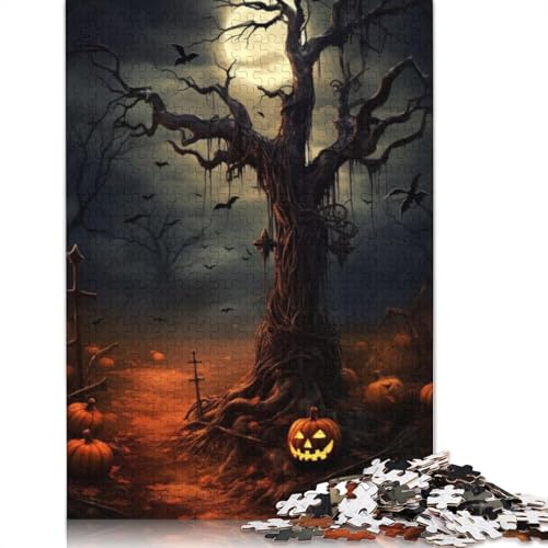 Halloween Puzzle 1000 Teile für Teenager, Holzpuzzle Geschenke für Erwachsene, Lernspiele für Zuhause, DIY Spielzeug, 1000 Teile (75x50cm) von QASEYIPV