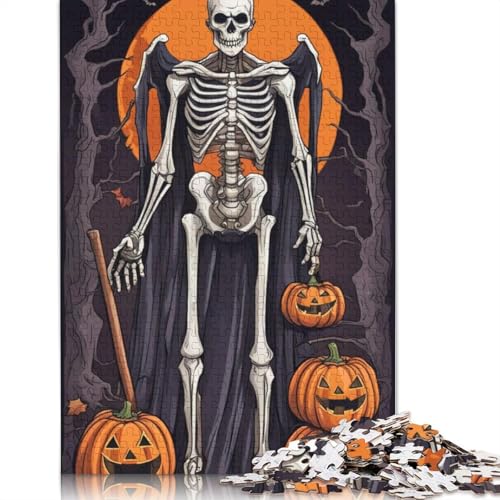 Halloween Puzzle Skelett 1000 Teile für Erwachsene, Holzpuzzle, Lernspiel für Erwachsene Teenager, 1000 Teile (75x50cm) von QASEYIPV