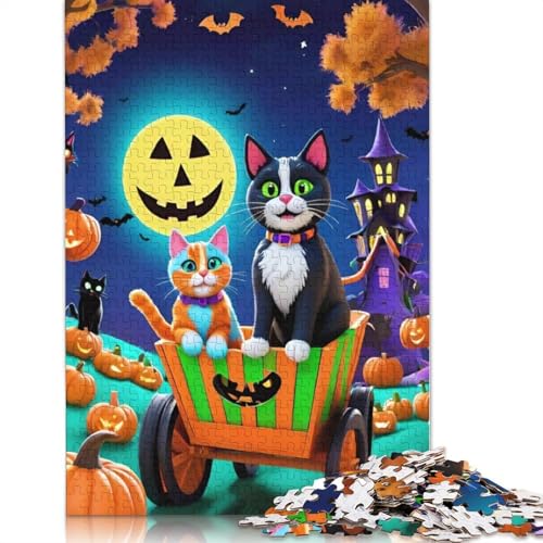 Halloween-Puzzle für Erwachsene, Katze, Lernspiel, 1000 Teile (38 x 26 cm) von QASEYIPV