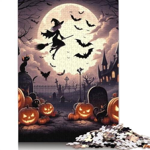 Halloween Puzzle für Erwachsene und Teenager, 1000 Teile, Holzpuzzle für Erwachsene, Puzzle für Jugendliche ab 12 Jahren, Weihnachtsgeschenke, 1000 Teile (75x50cm) von QASEYIPV