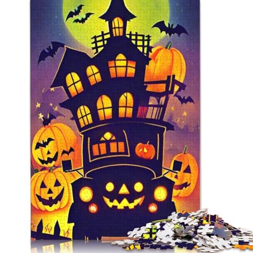 Halloween Schloss 1000 Teile Puzzle Erwachsene Puzzle Papier Halloween Geschenk Puzzle Erwachsene 1000 Teile (38x26cm) von QASEYIPV