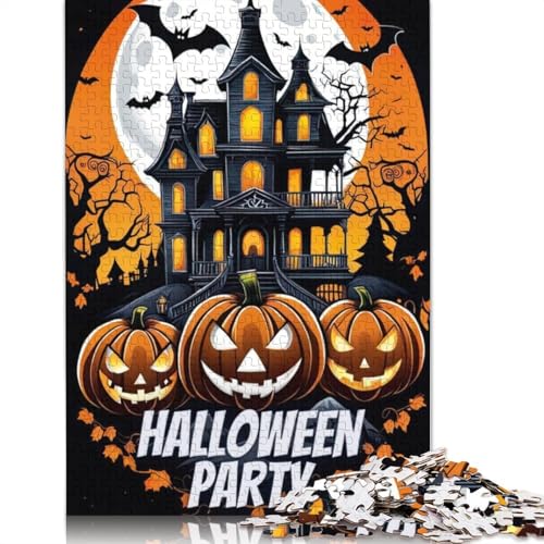 Halloween Schloss 1000 Teile Puzzle für Erwachsene, Halloween-Geschenk, Holzpuzzle für Erwachsene, 1000 Teile (75x50cm) von QASEYIPV