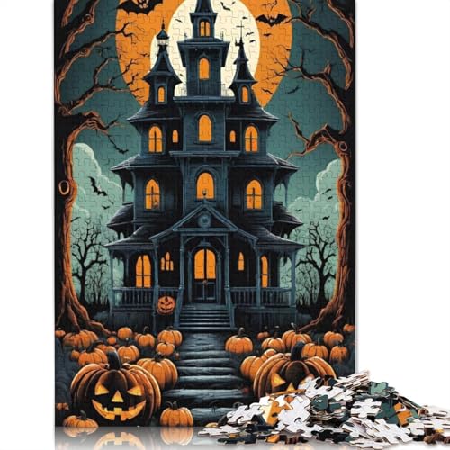 Halloween Schloss 1000 Teile Puzzle für Erwachsene, Halloween-Geschenk, Lernspielzeug, 1000 Teile (75 x 50 cm) von QASEYIPV